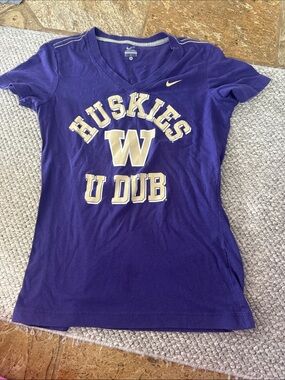 Nike Purple V-Neck Tee with Silver Trim